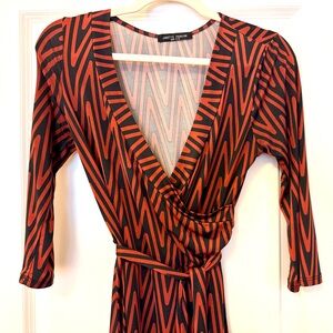 Red and Black Wrap Dress